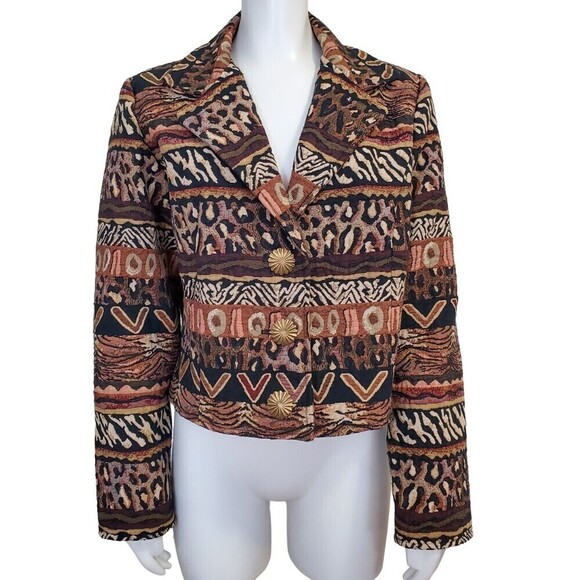 Vtg Painted Pony Jacket Size L/XL Tapestry Animal Southwestern Print Cropped